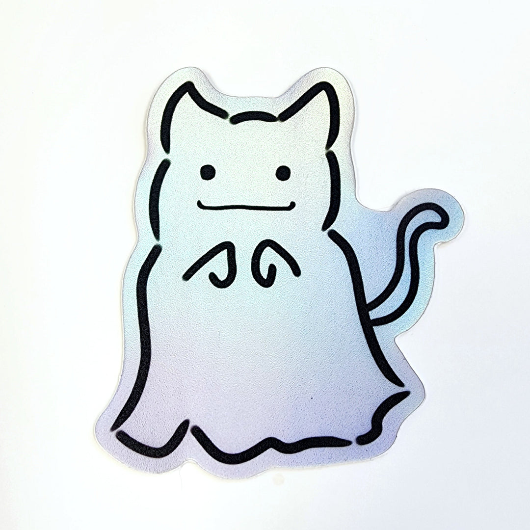 holographic ghost cat vinyl sticker
