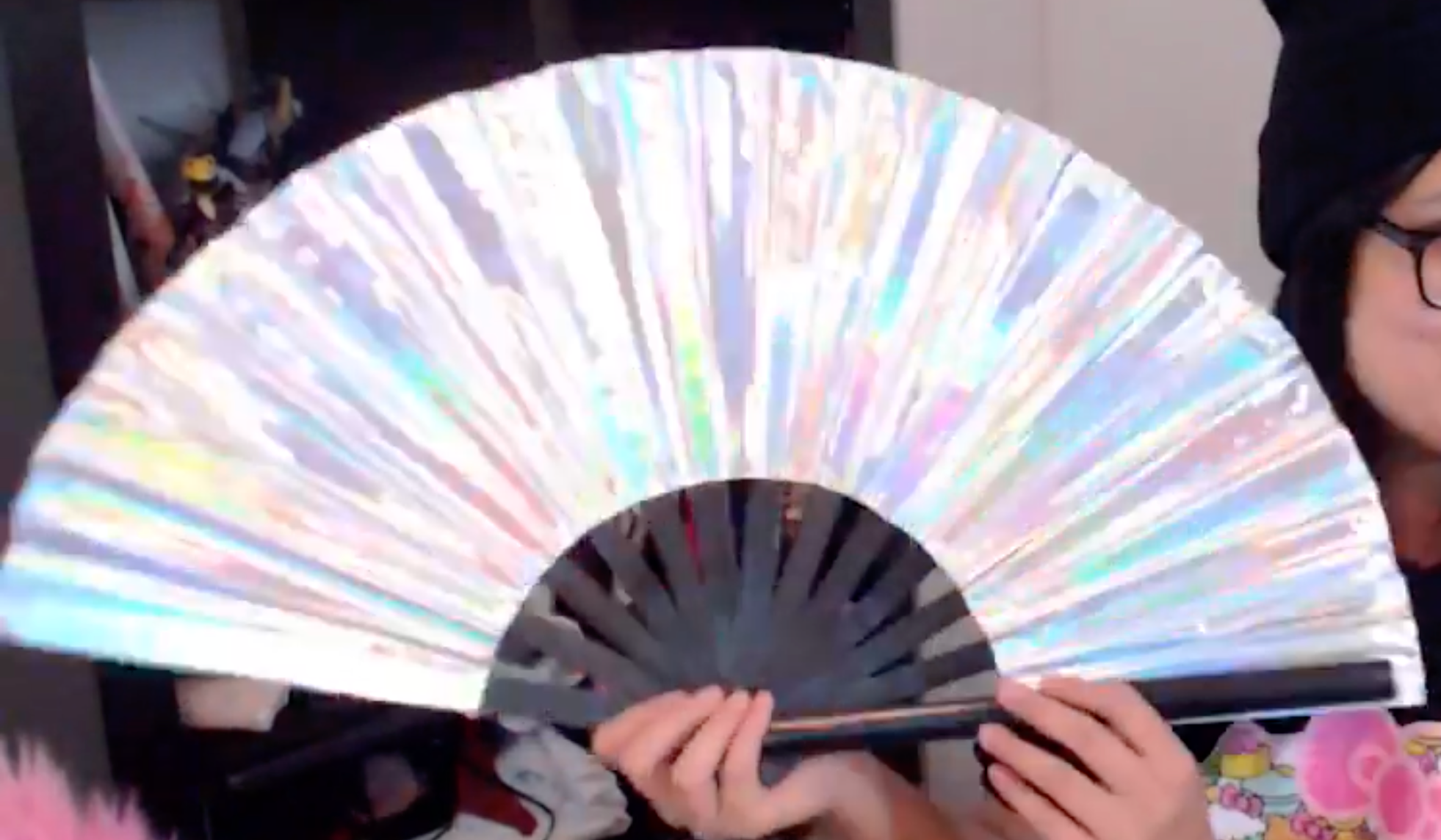 Silver Iridescent Fan