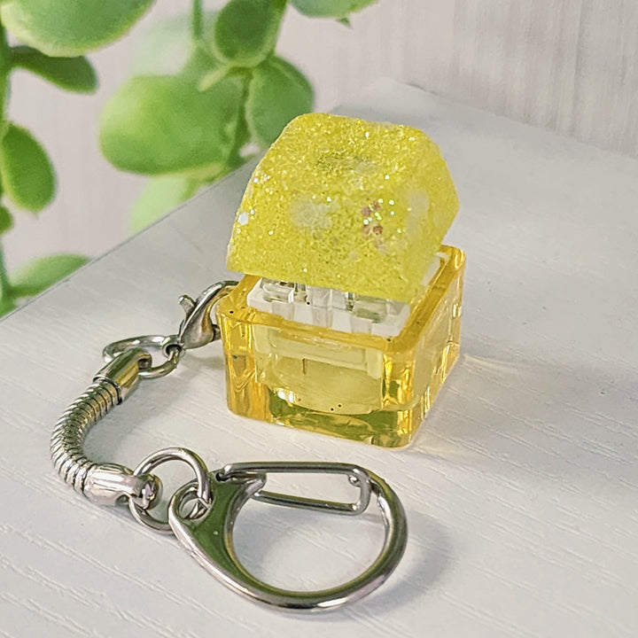 Yellow Glitter Clicky Keychain