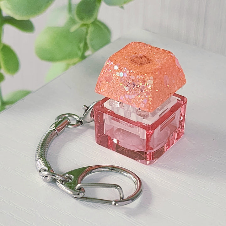 Orange Glitter Clicky Keychain