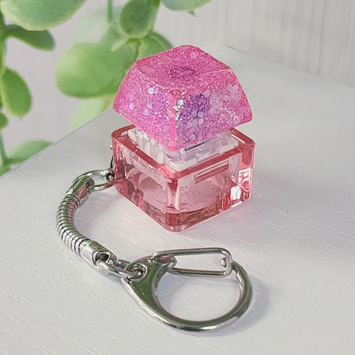 Pink Glitter Clicky Keychain