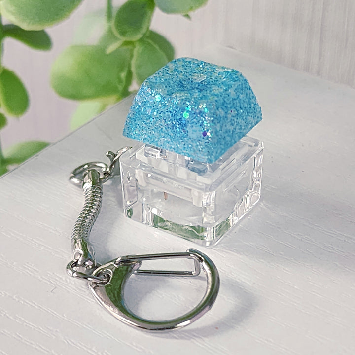 Light Blue Glitter Clicky Keychain