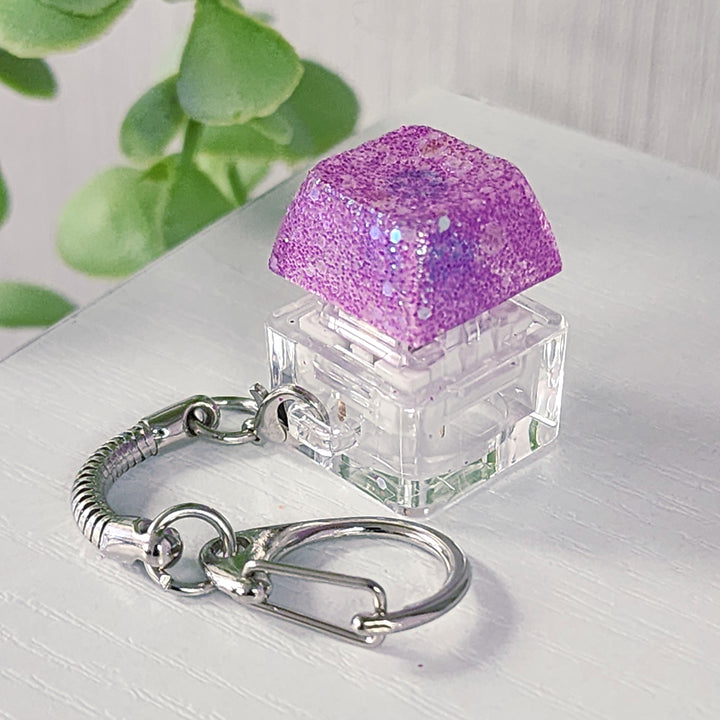 Purple Glitter Clicky Keychain