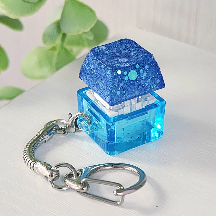 Blue Glitter Clicky Keychain