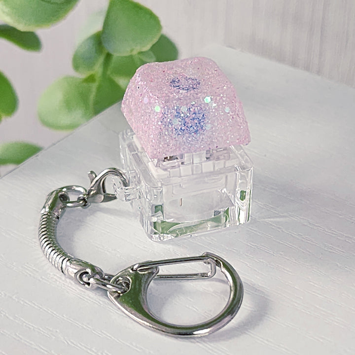Pastel Pink Glitter Clicky Keychain
