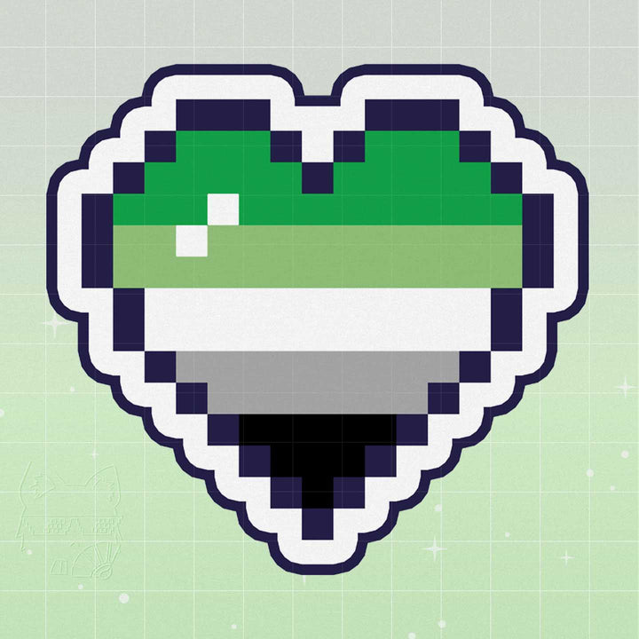 Aromantic Pride Pixel Heart Vinyl Sticker