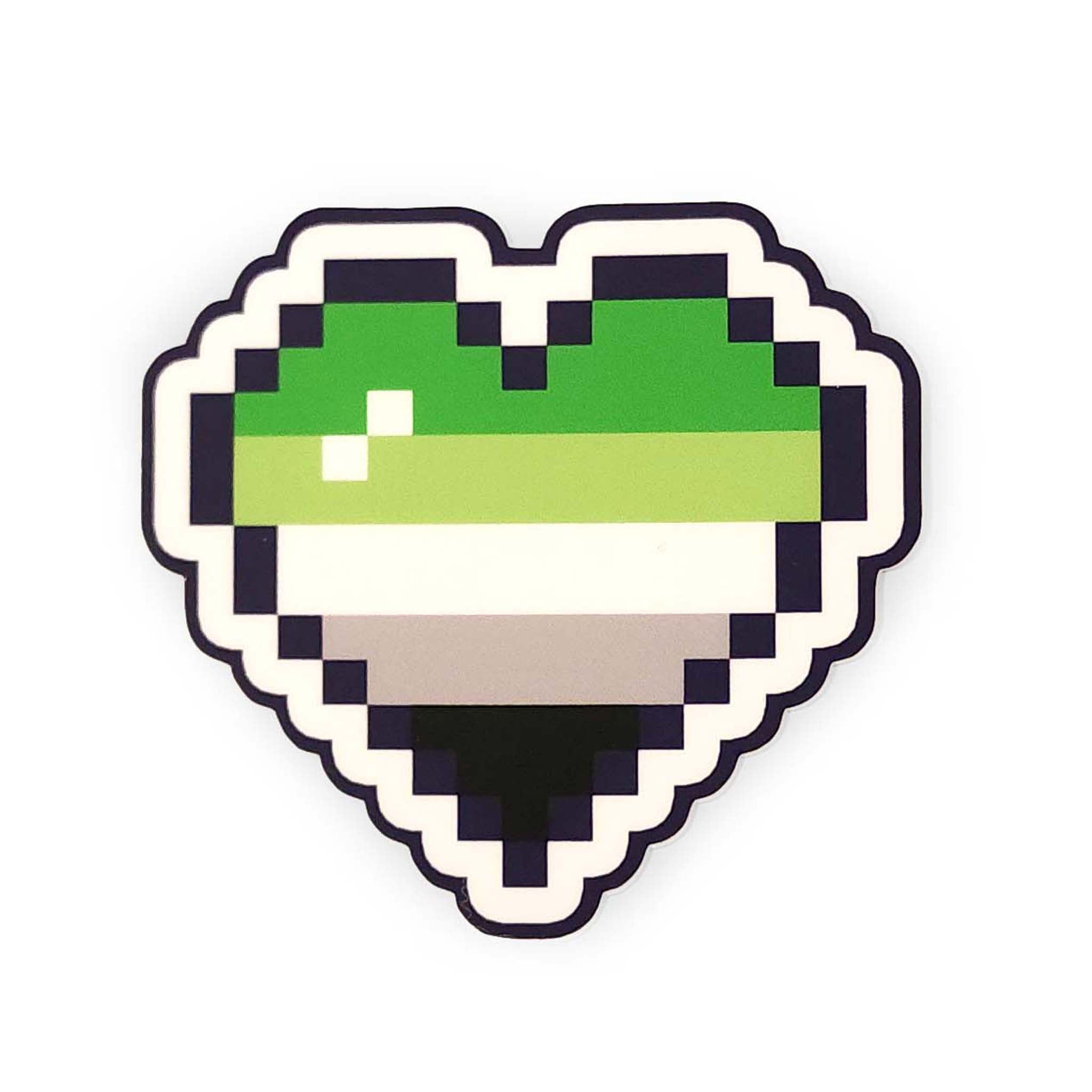 Aro Pride 8-bit Pixel Heart Vinyl Sticker