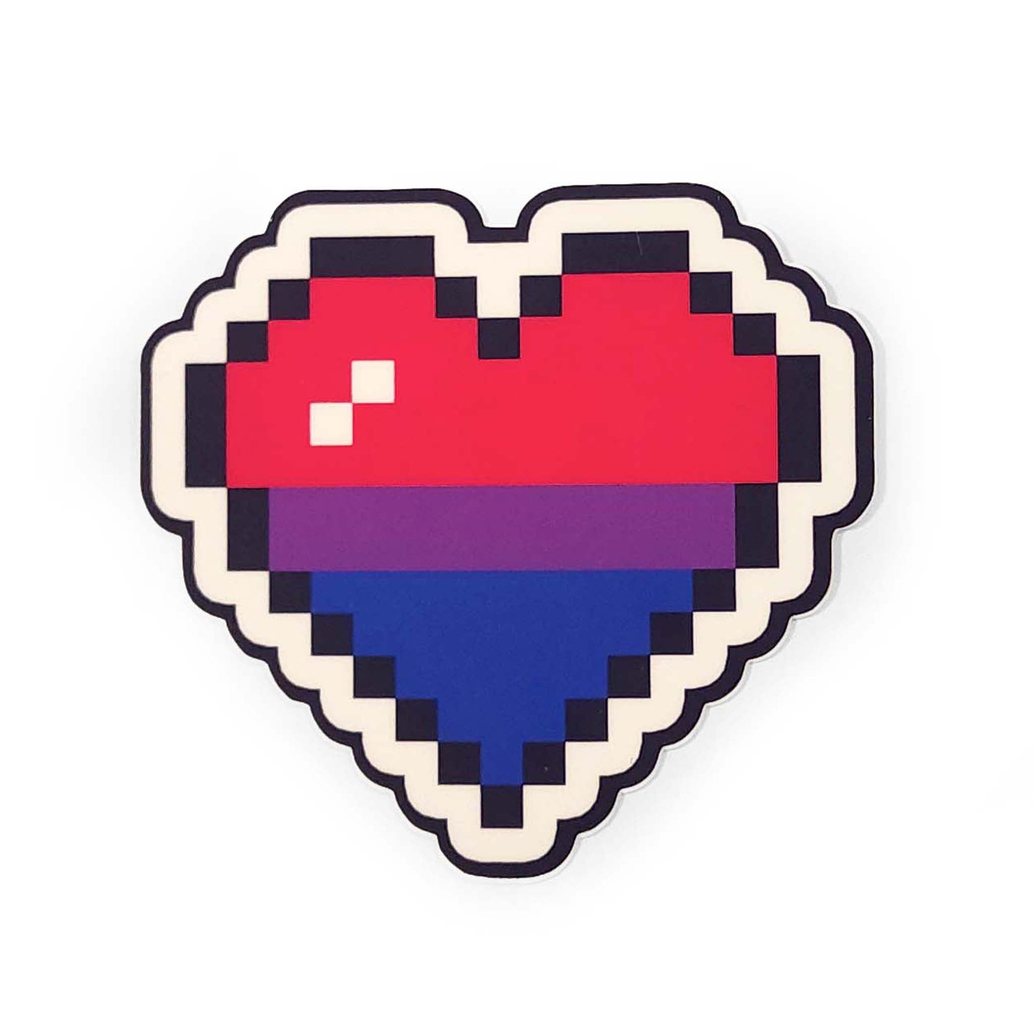 Bi Pride 8-bit Pixel Heart Vinyl Sticker