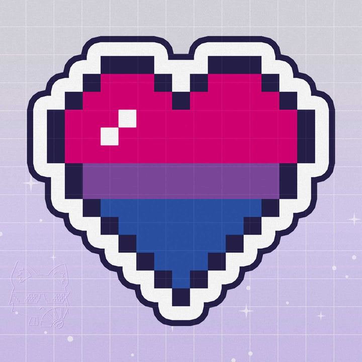 Bi Pride Pixel Heart Vinyl Sticker