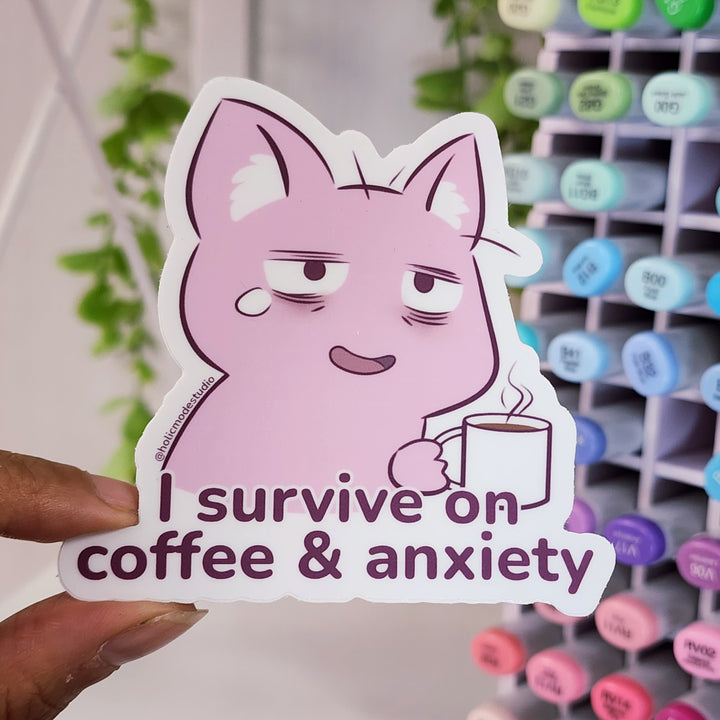 Coffee & Anxiety Vinyl Sticker