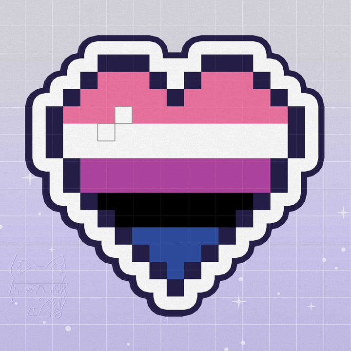 Gender Fluid Pride Pixel Heart Vinyl Sticker