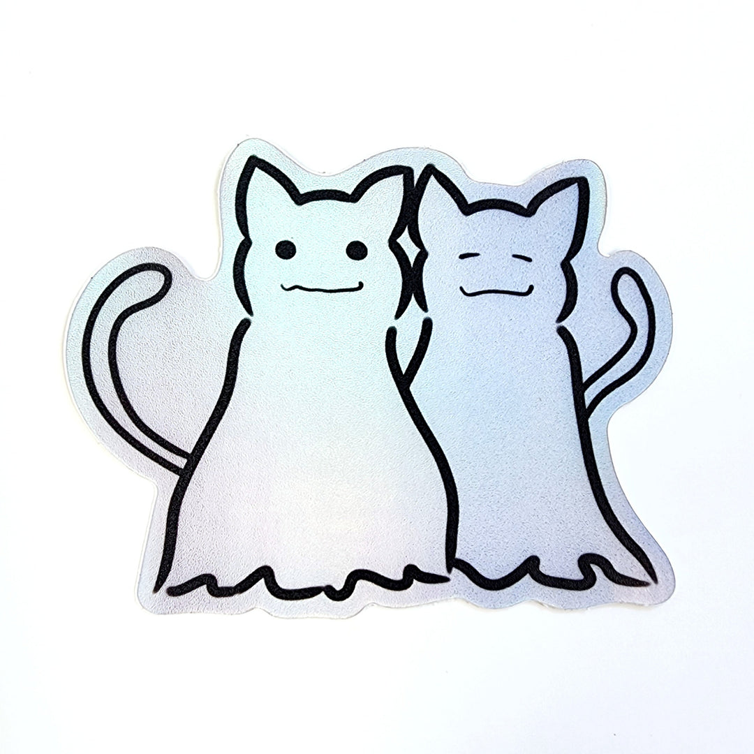 holographic ghost cats vinyl sticker