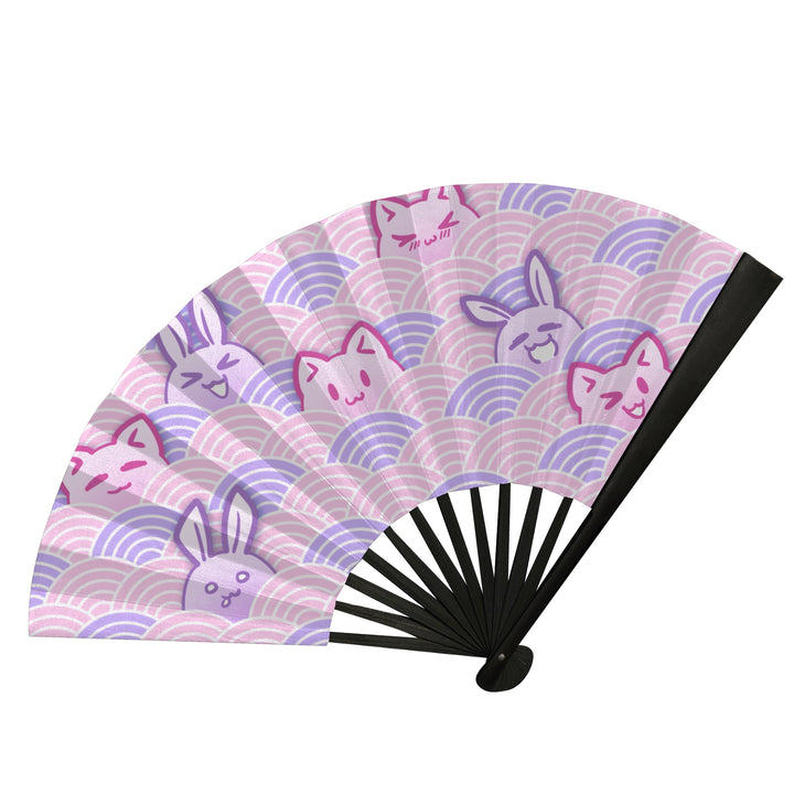Kitty Bun Wave Rave Folding Fan