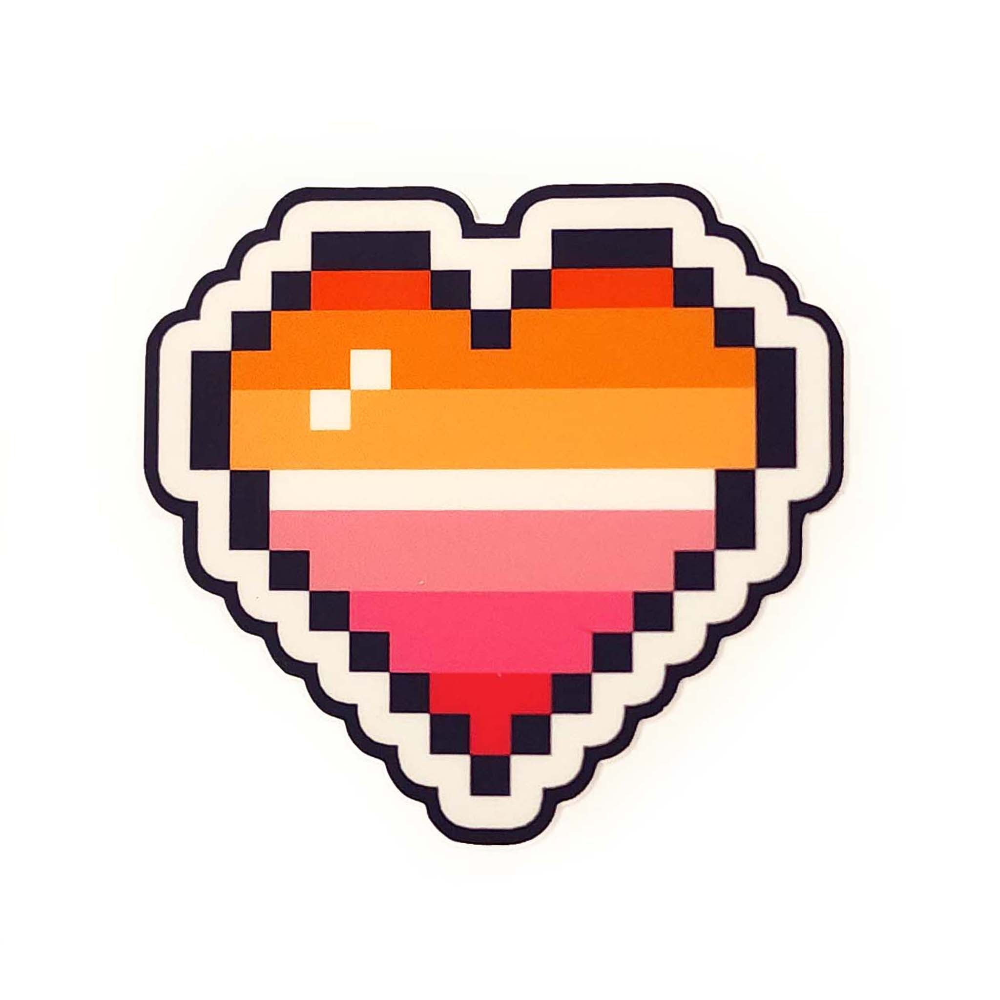 Lesbian Pride 8-bit Pixel Heart Vinyl Sticker
