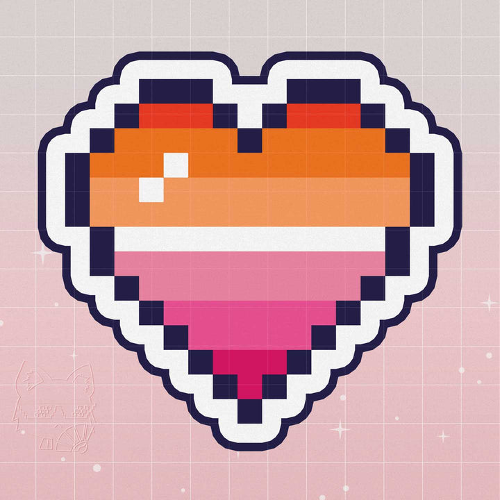 Lesbian Pride Pixel Heart Vinyl Sticker