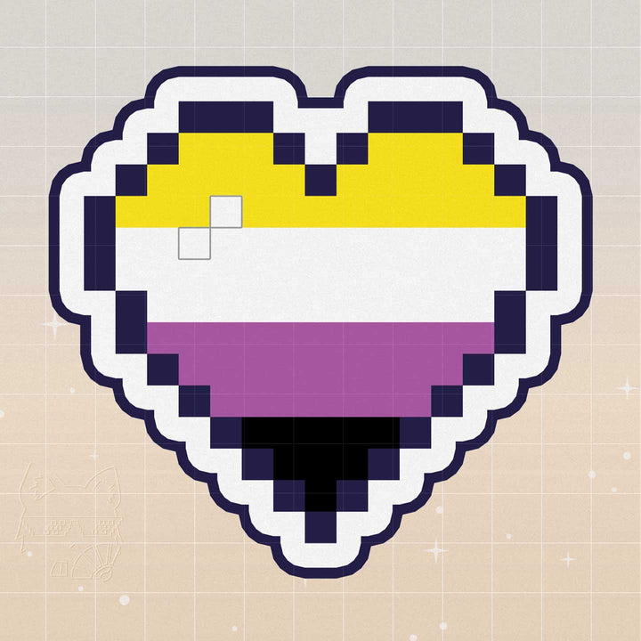 Non Binary Pride Pixel Heart Vinyl Sticker