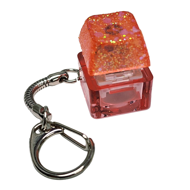 Orange Glitter Clicky Keychain
