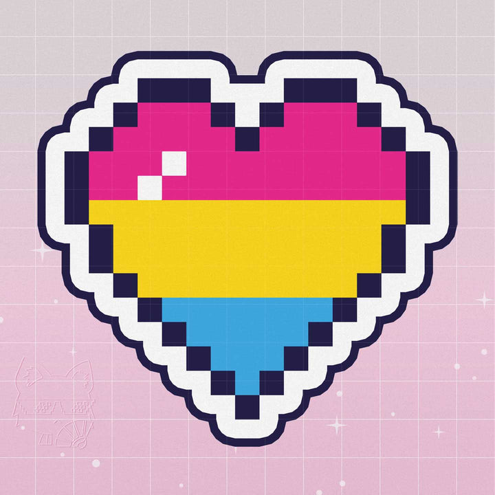 Pan Pride Pixel Heart Vinyl Sticker