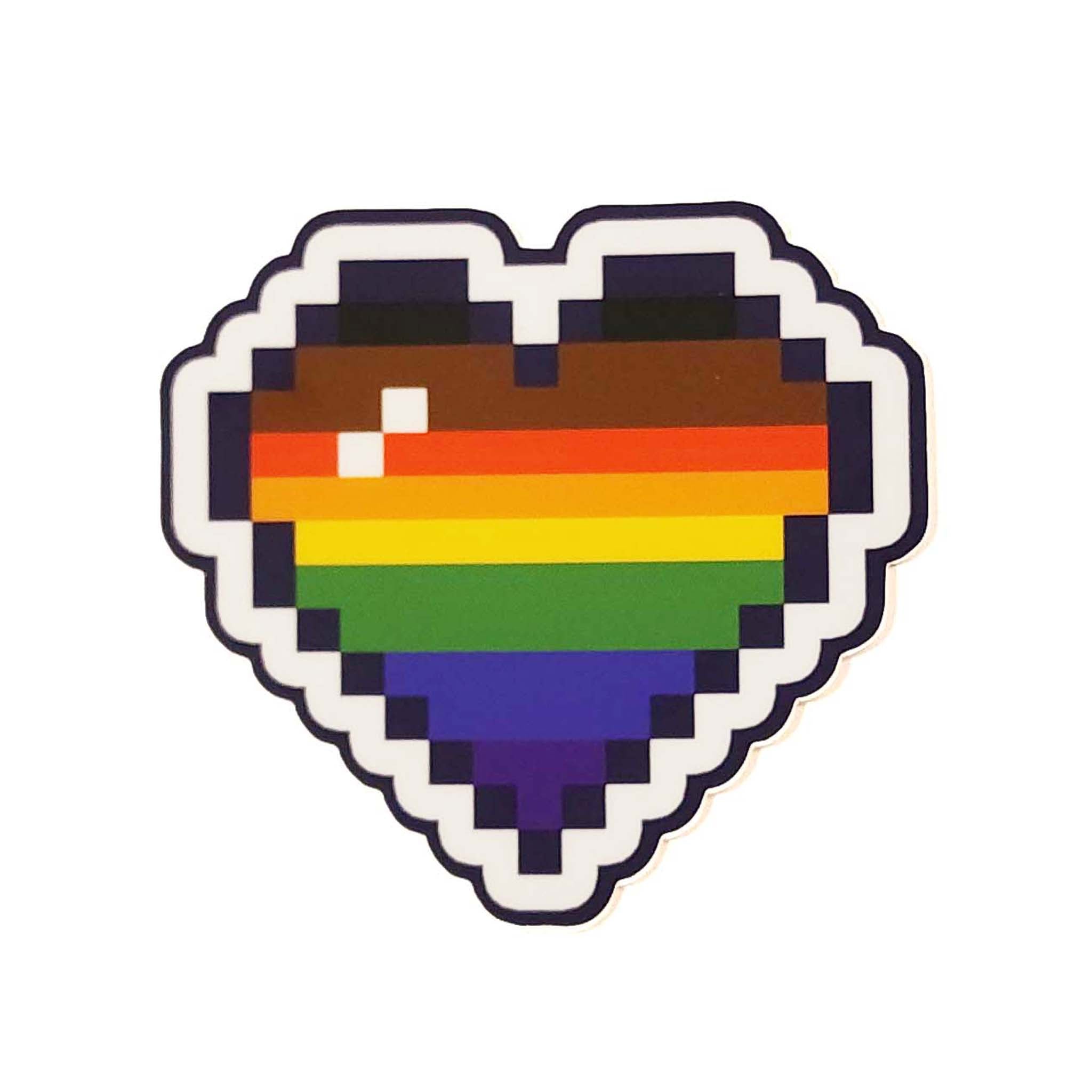 Rainbow Pride 8-bit Pixel Heart Vinyl Sticker