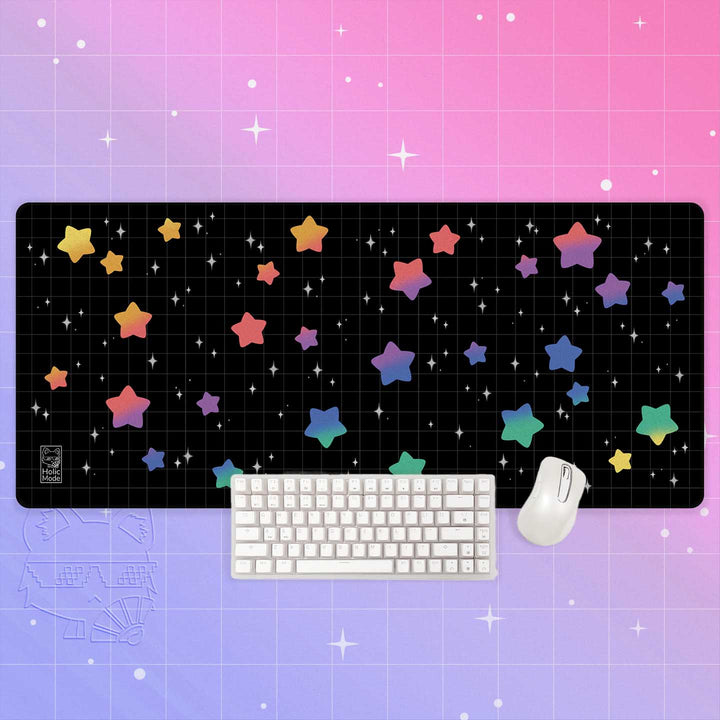 Rainbow Star Galaxy Desk Mat
