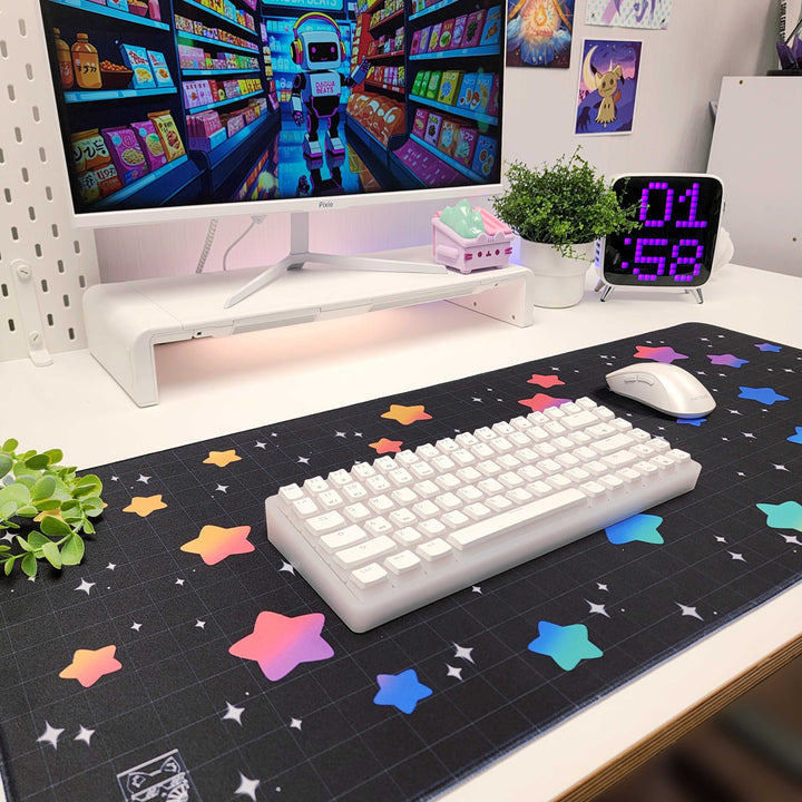 Rainbow Star Galaxy Desk Mat