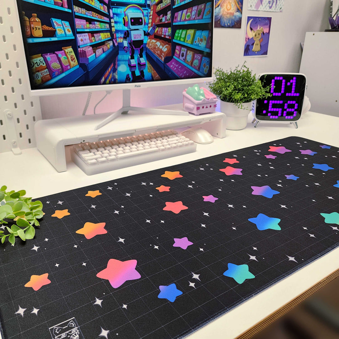 Rainbow Star Galaxy Desk Mat