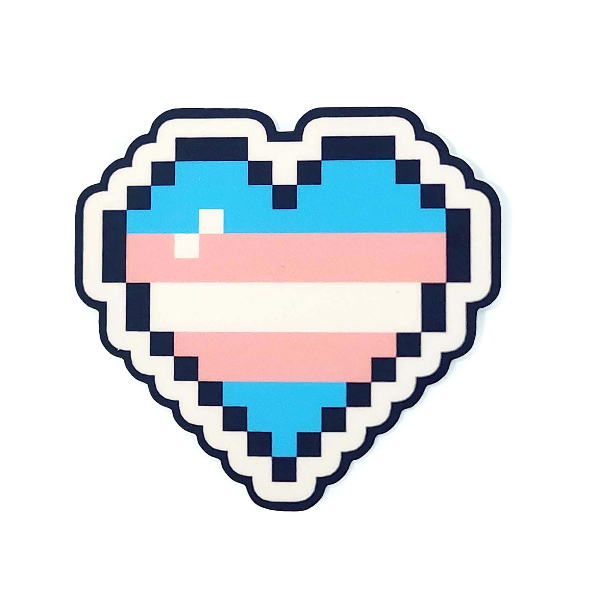 Trans Pride 8-bit Pixel Heart Vinyl Sticker