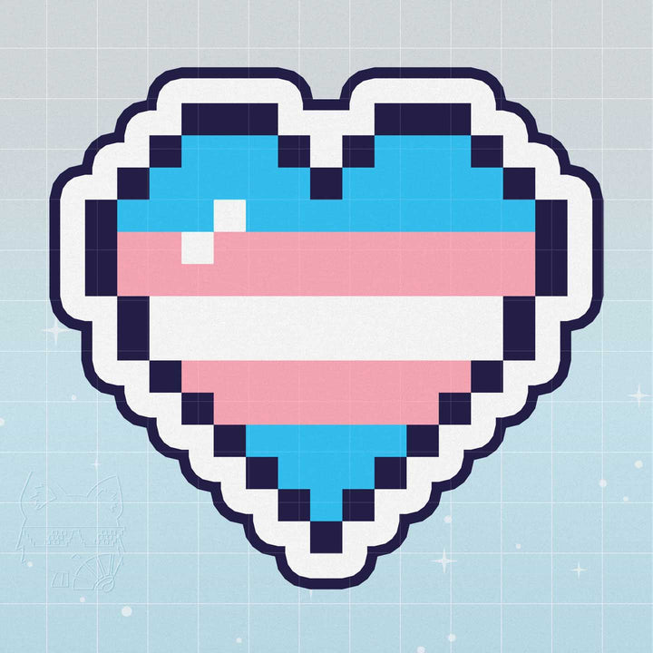 Trans Pride Pixel Heart Vinyl Sticker