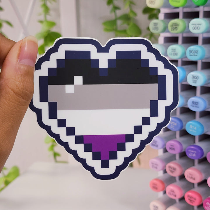 Ace Pride Pixel Heart Vinyl Sticker