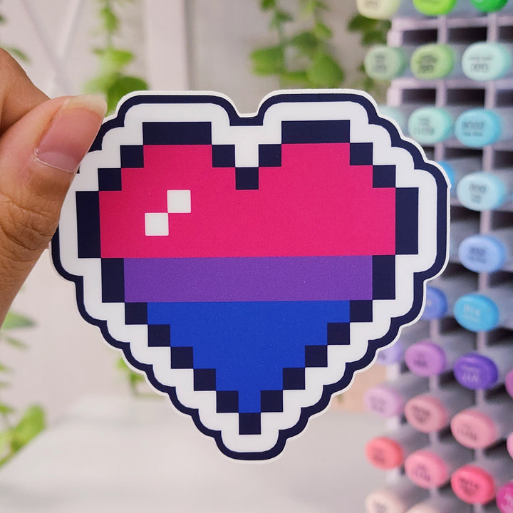 Bi Pride Pixel Heart Vinyl Sticker