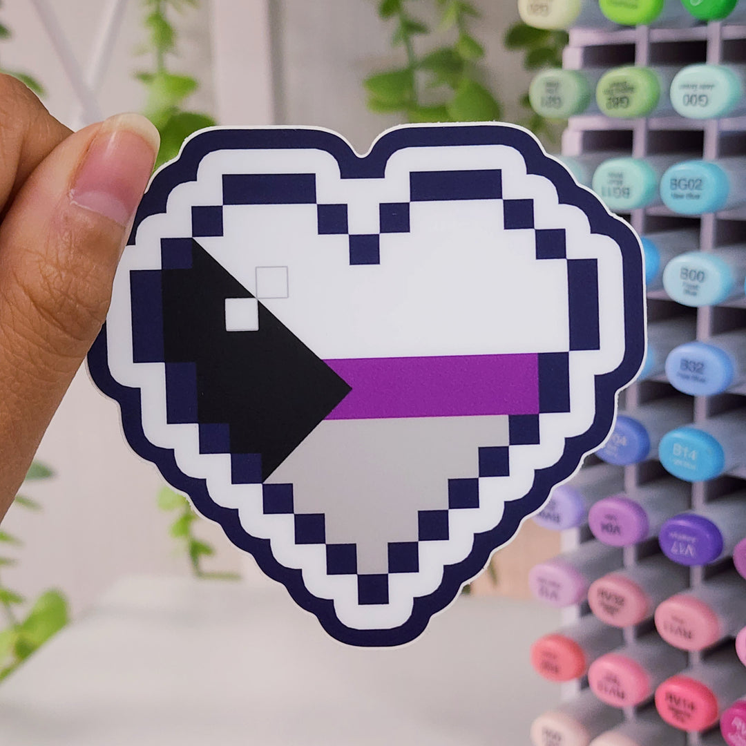 Demi Pride Pixel Heart Vinyl Sticker