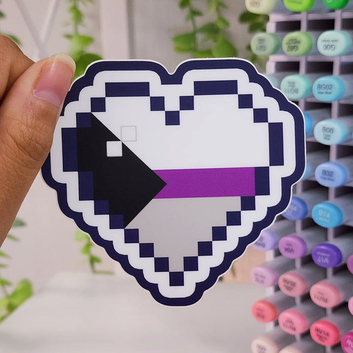 Demi Pride Pixel Heart Vinyl Sticker