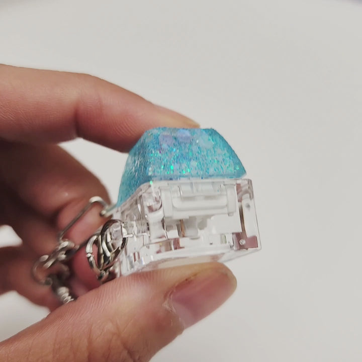 Light Blue Glitter Clicky Keychain