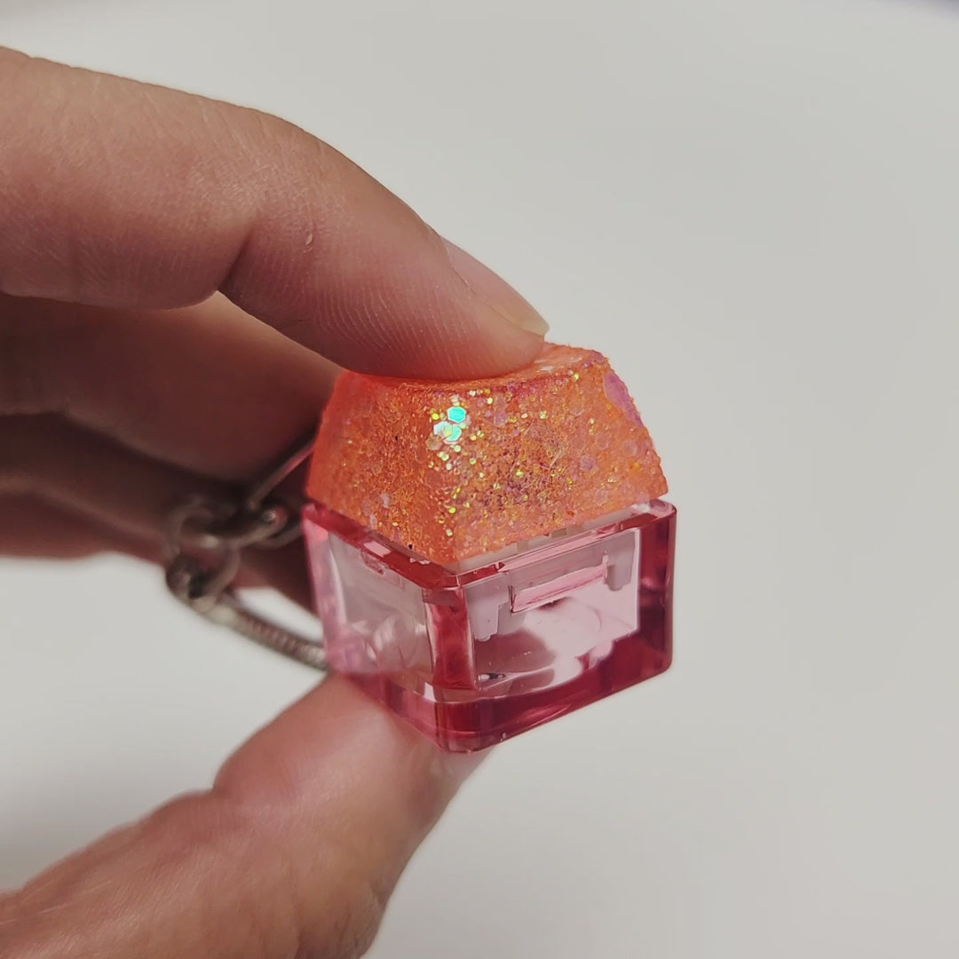 Orange Glitter Clicky Keychain