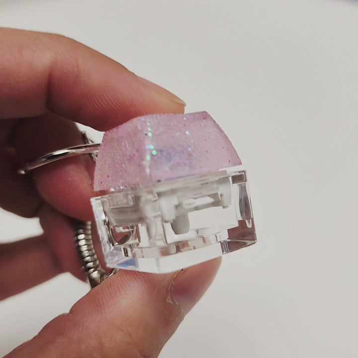 Pastel Pink Glitter Clicky Keychain