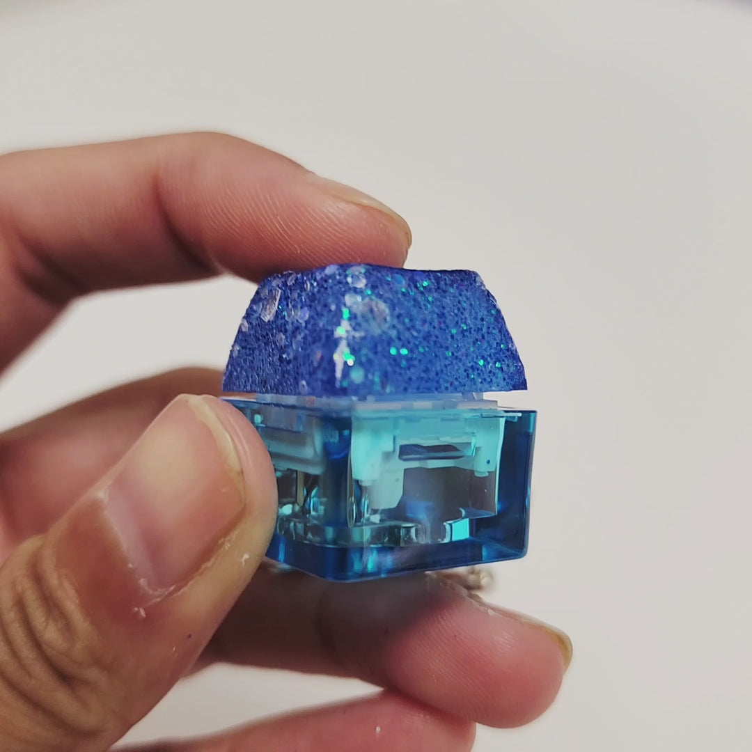 Blue Glitter Clicky Keychain