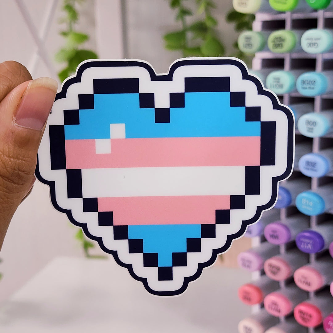 Trans Pride Pixel Heart Vinyl Sticker