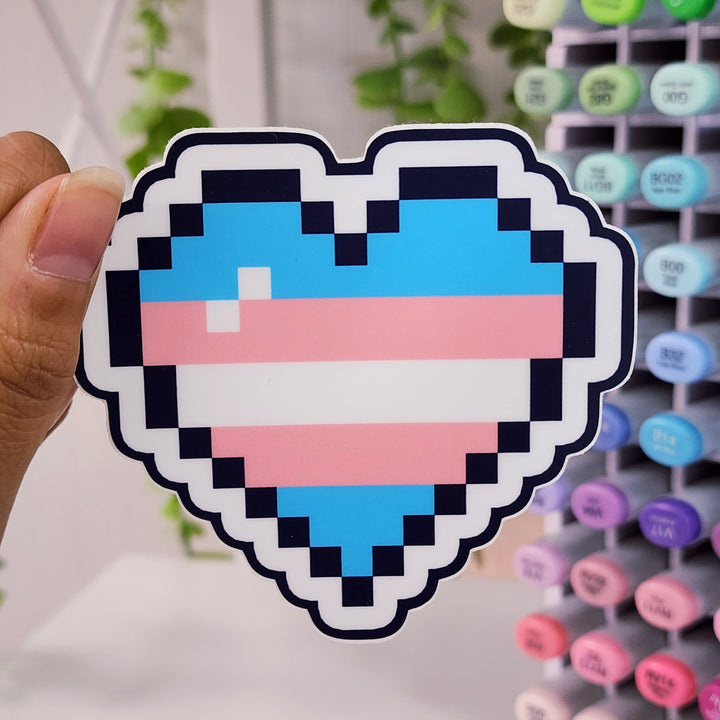Trans Pride Pixel Heart Vinyl Sticker