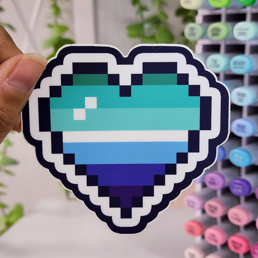 Gay Pride Pixel Heart Vinyl Sticker