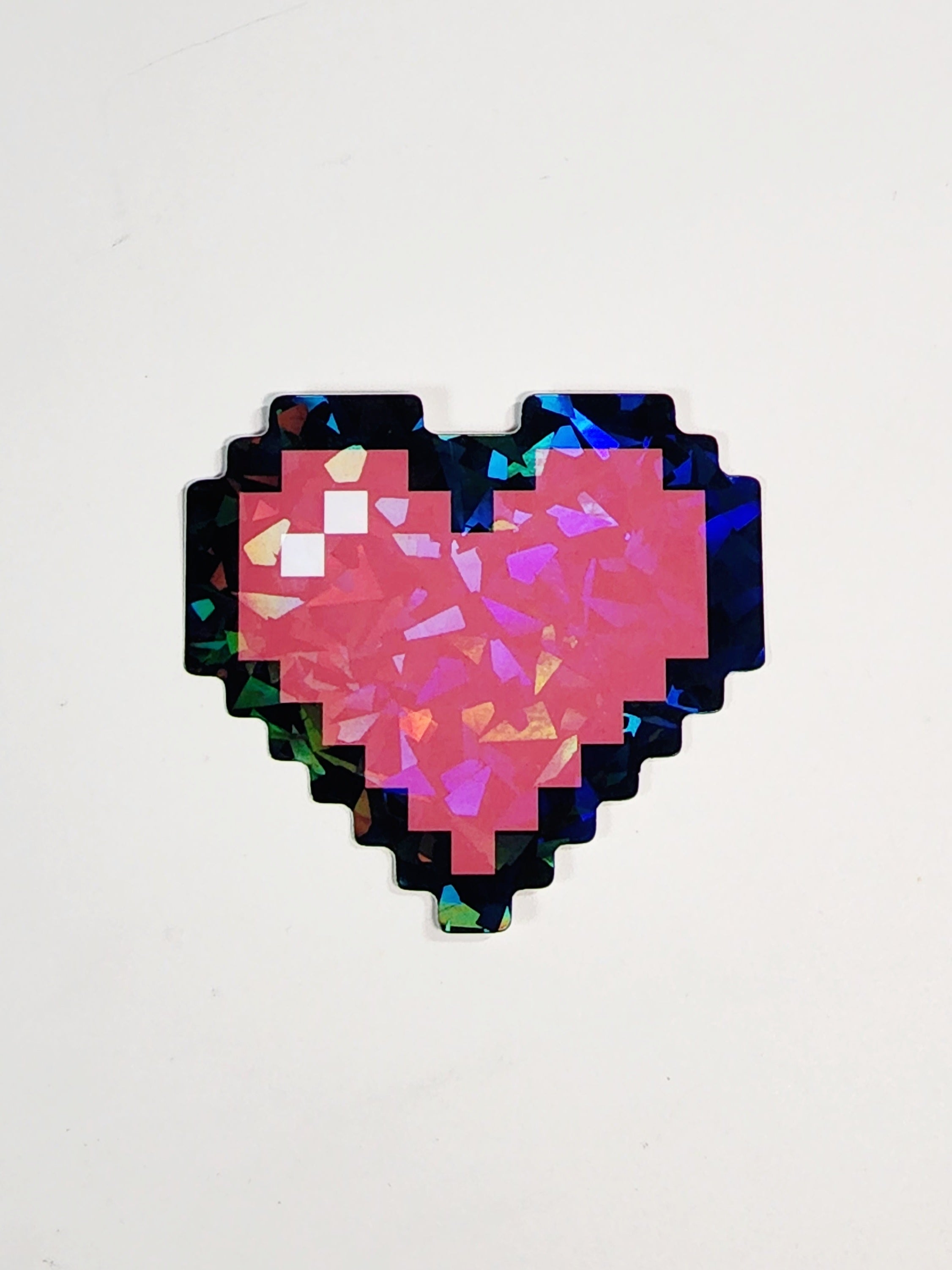 Red Holo 8-bit Pixel Heart Vinyl Sticker