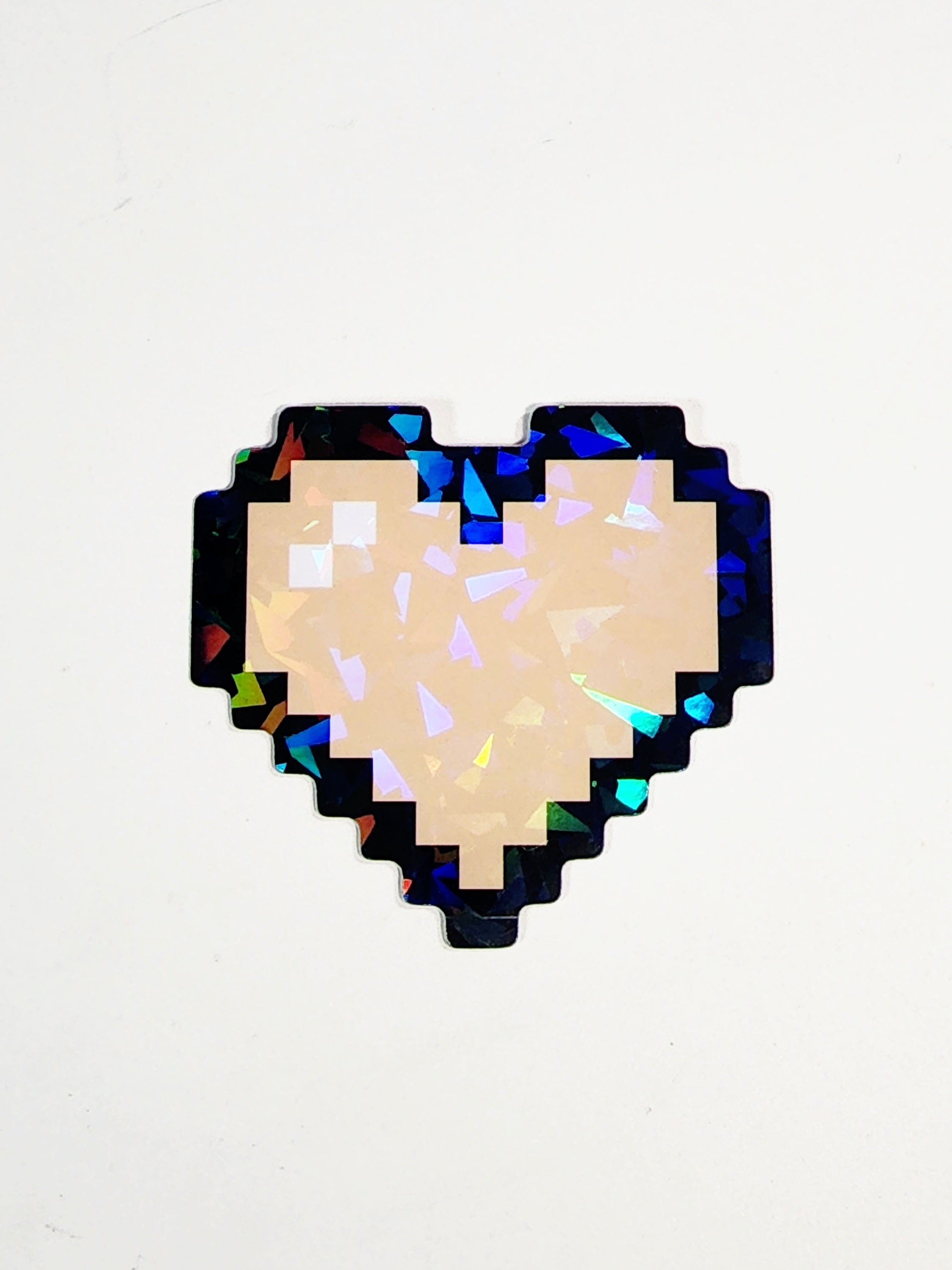 Yellow Holo 8-bit Pixel Heart Vinyl Sticker