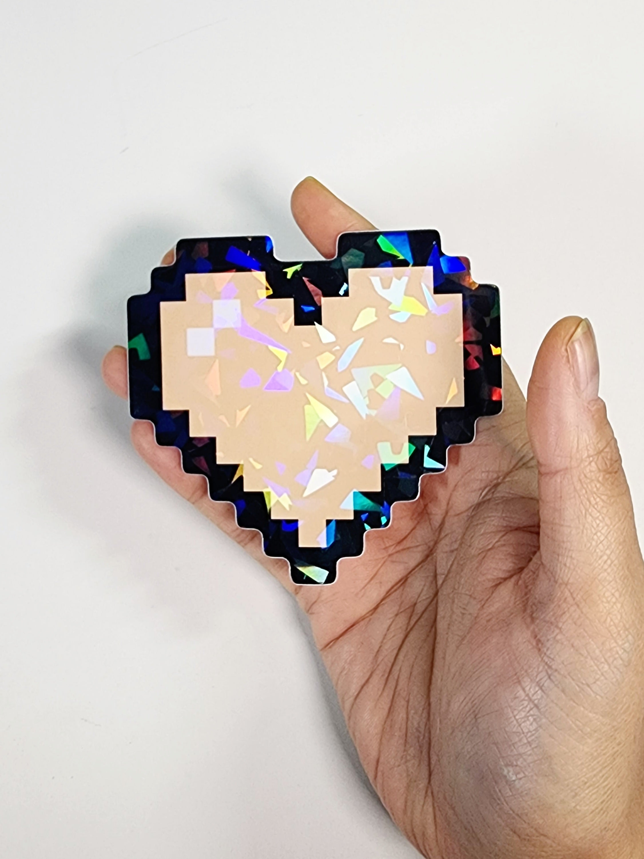 Yellow Pixel Heart Vinyl Sticker