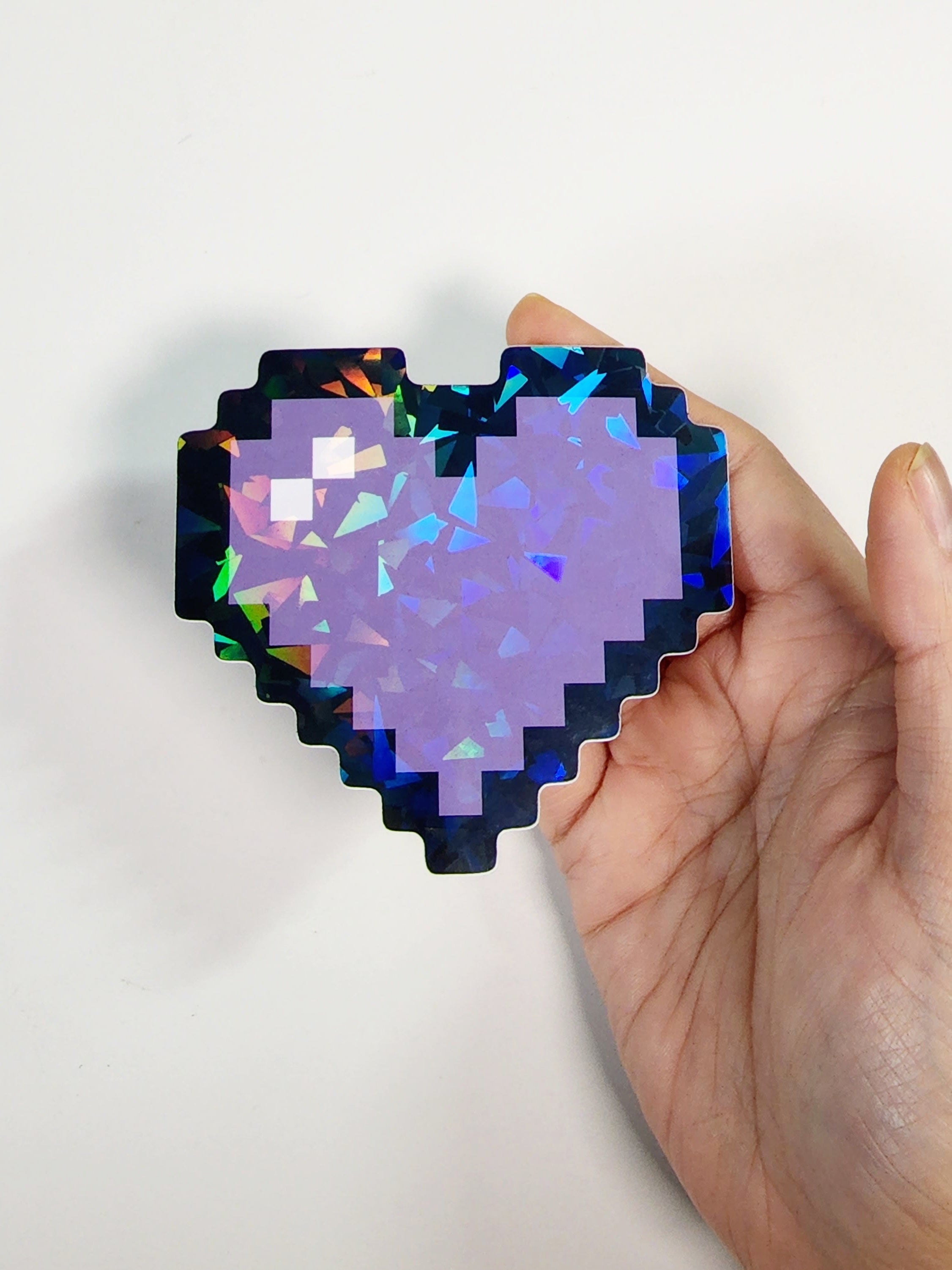 Purple Pixel Heart Vinyl Sticker