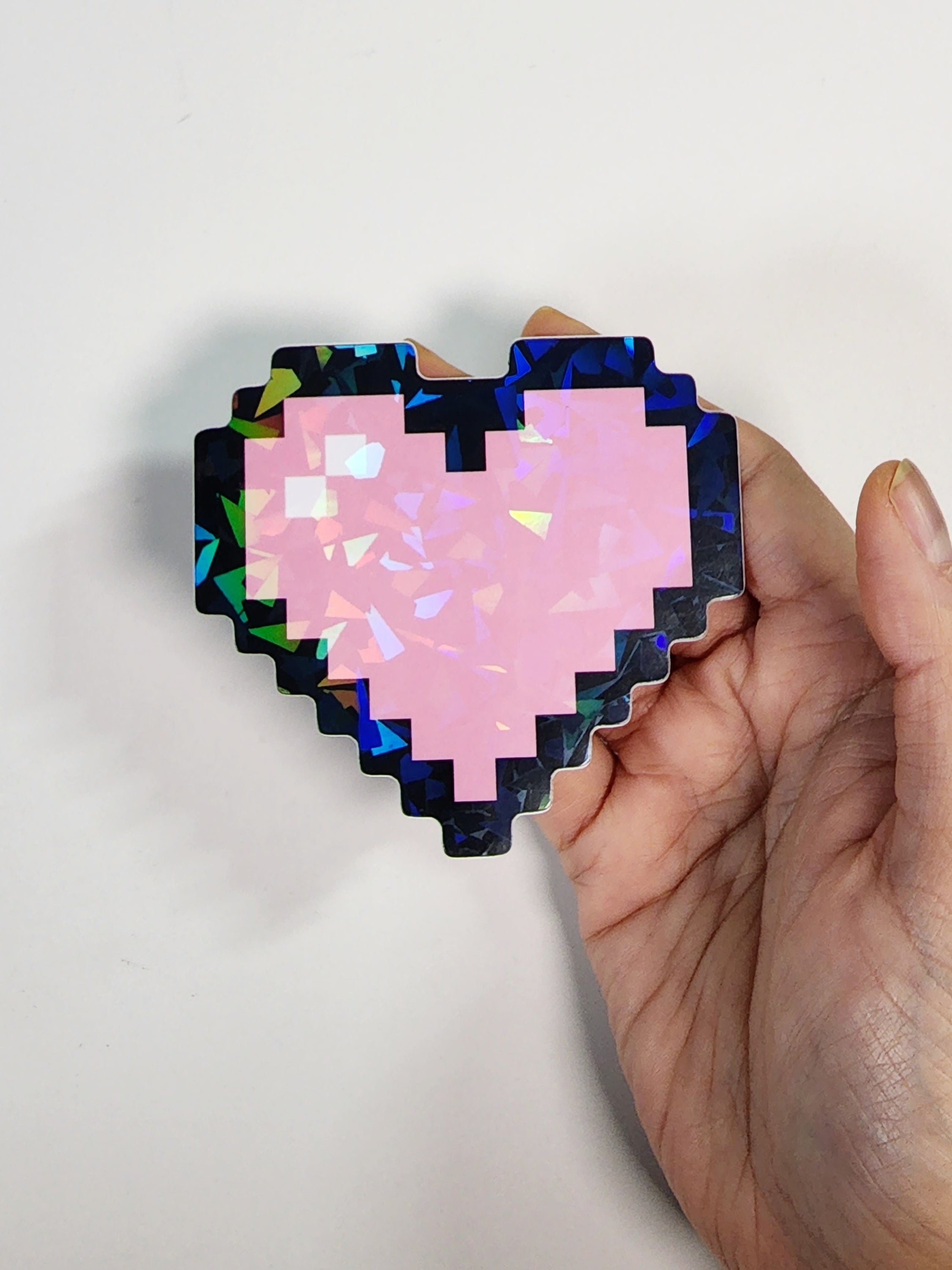 Pink Pixel Heart Vinyl Sticker