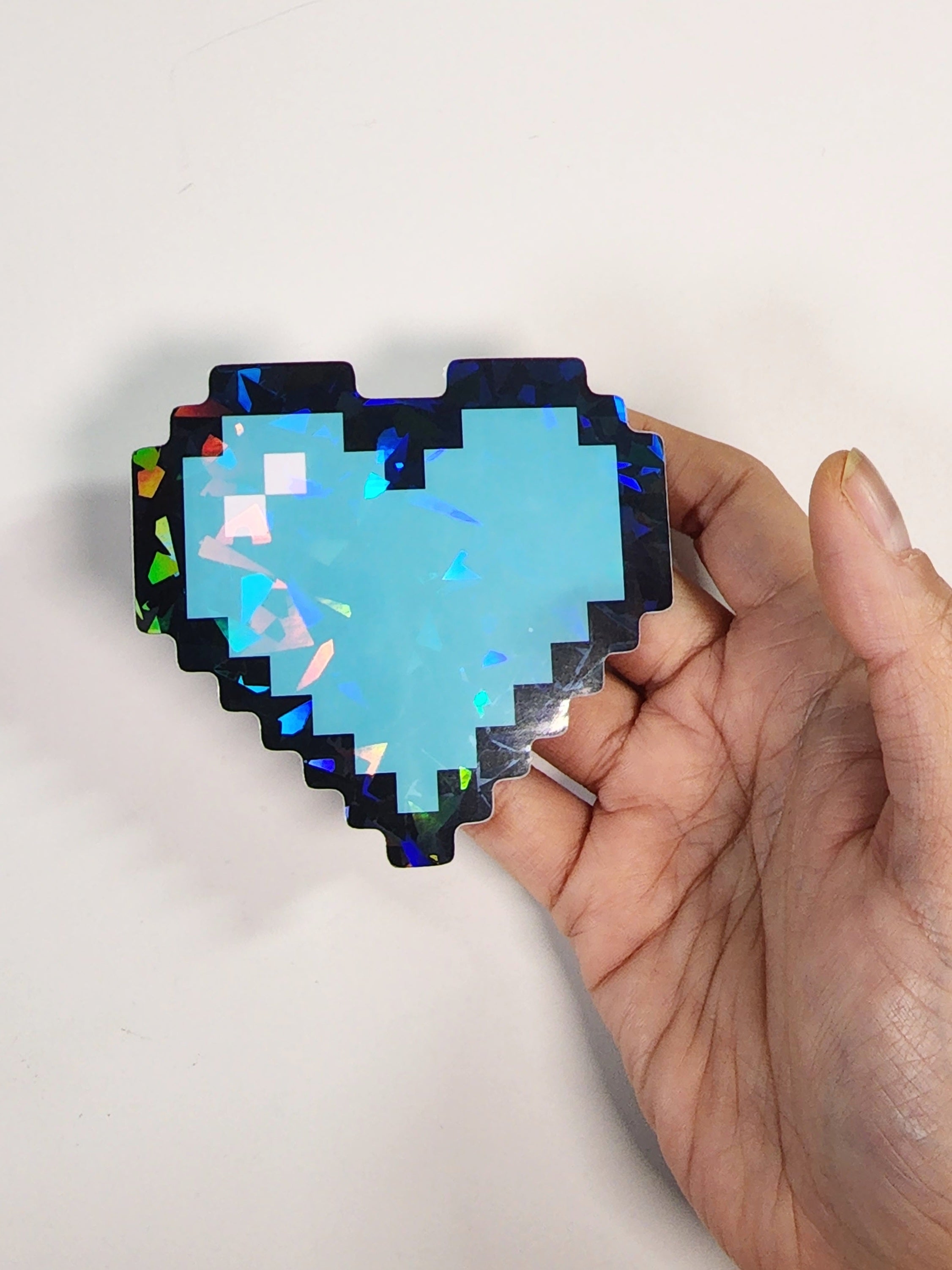 Light Blue Pixel Heart Vinyl Sticker